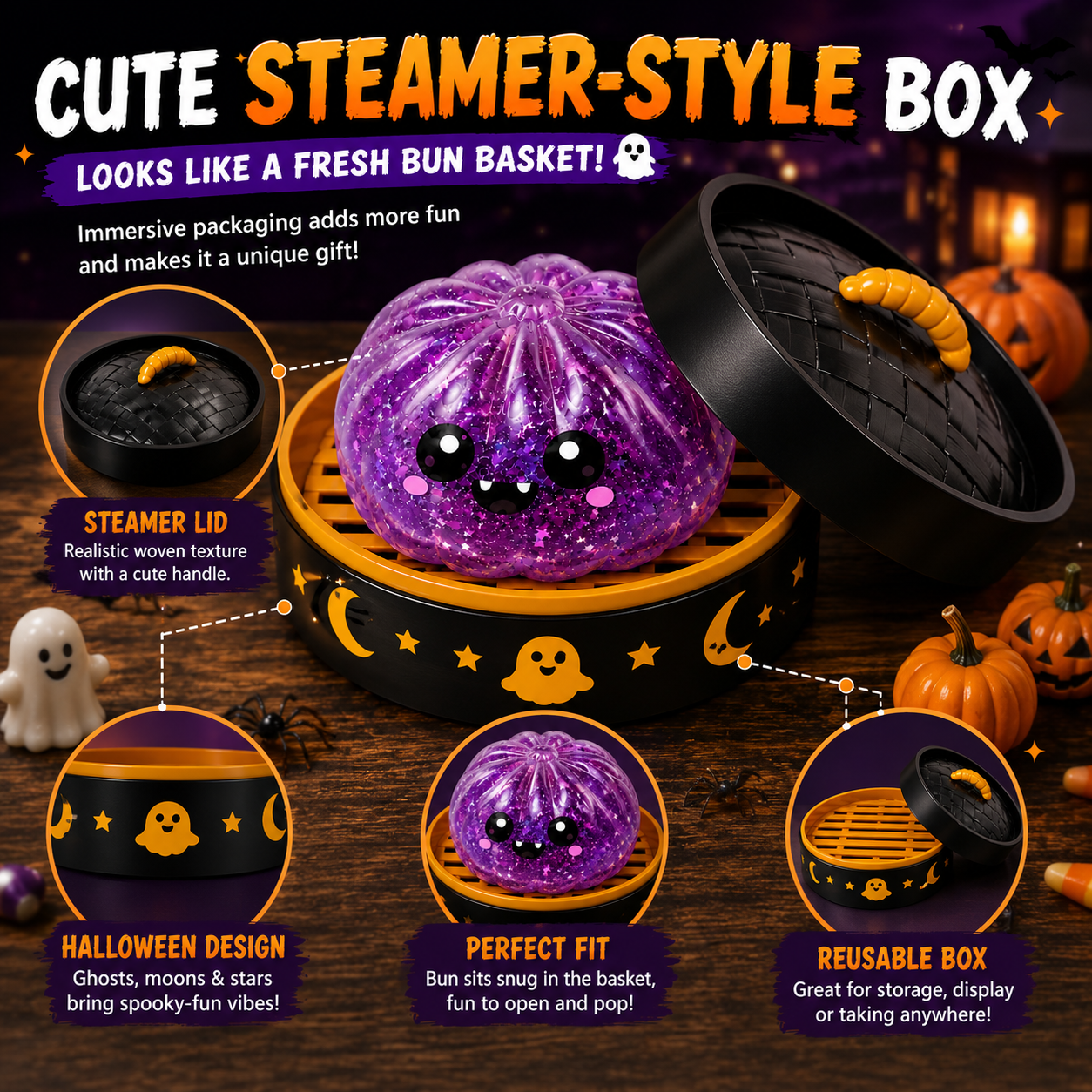 70% OFF TODAY🎃 Halloween Steamed Bun Squishy Mystery Box Toy🔥