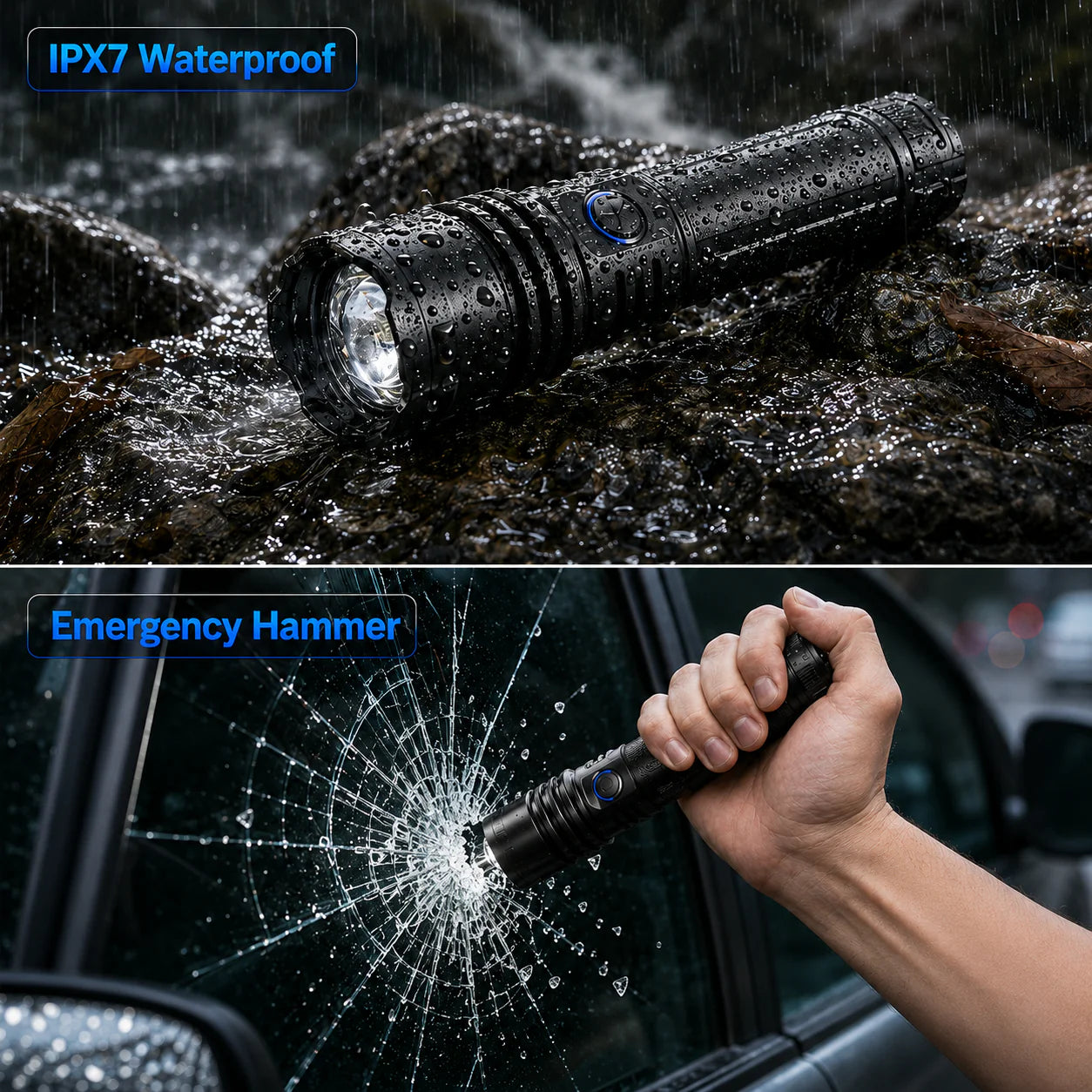 Waterproof and shockproof tactical flashlight