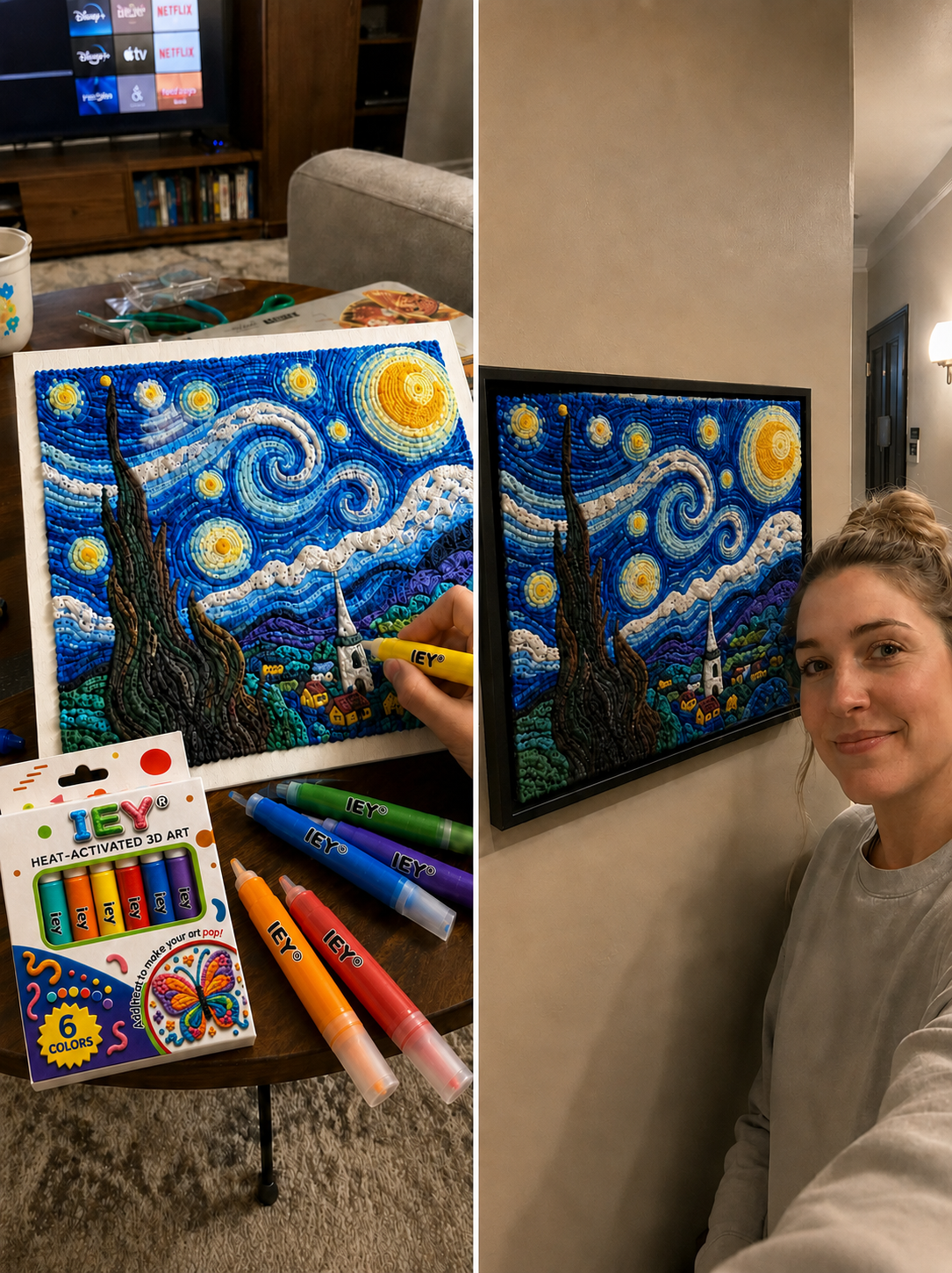 Emily's finished dimensional artwork created with IEY pens