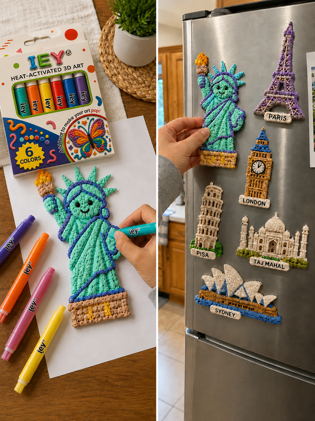 Hannah's colorful 3D magnet created with an IEY pen